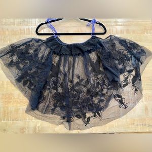 Free People sheer floral lace cold shoulder top trapeze tulle sexy